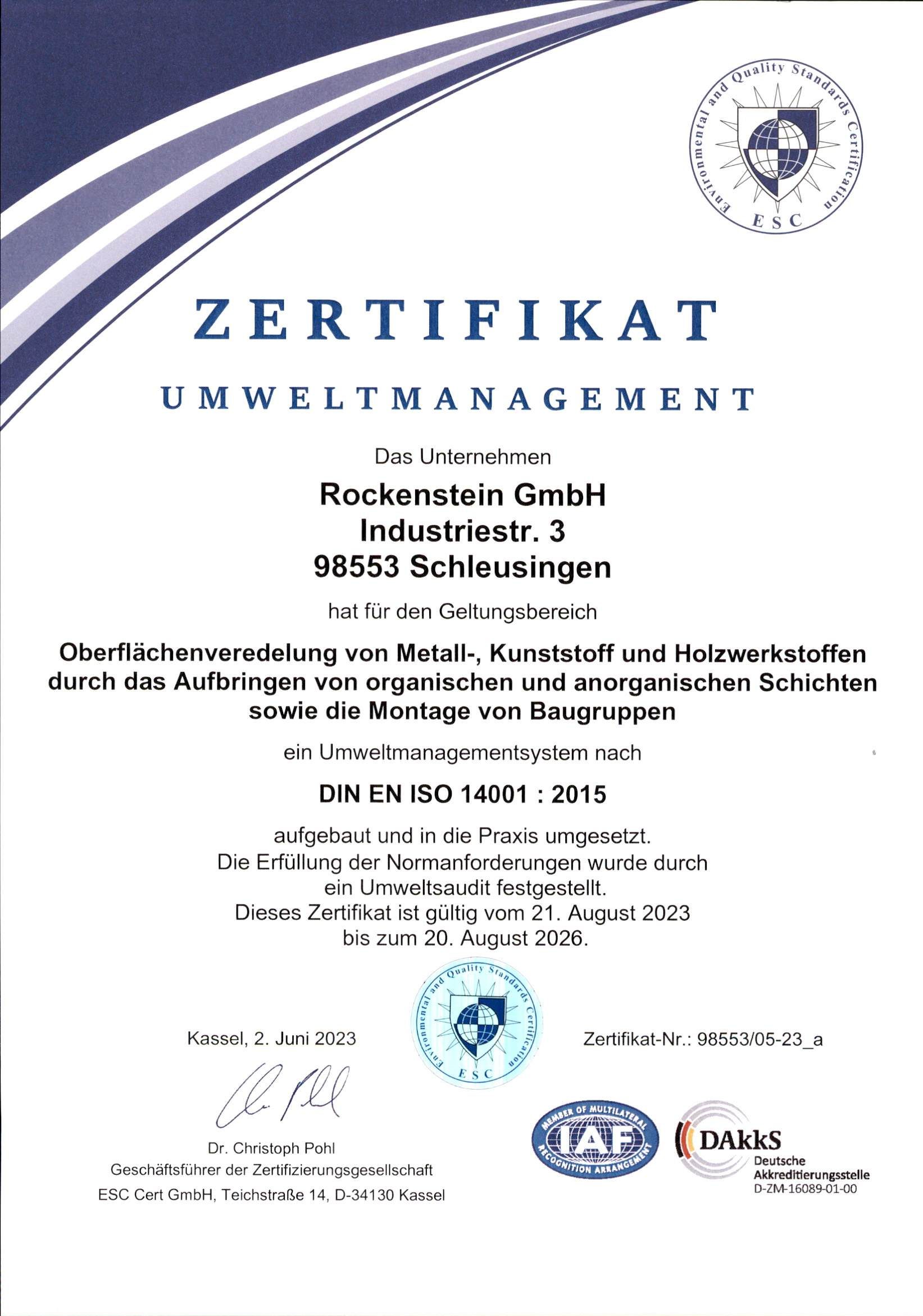 Rockenstein DIN EN ISO 14001-2015