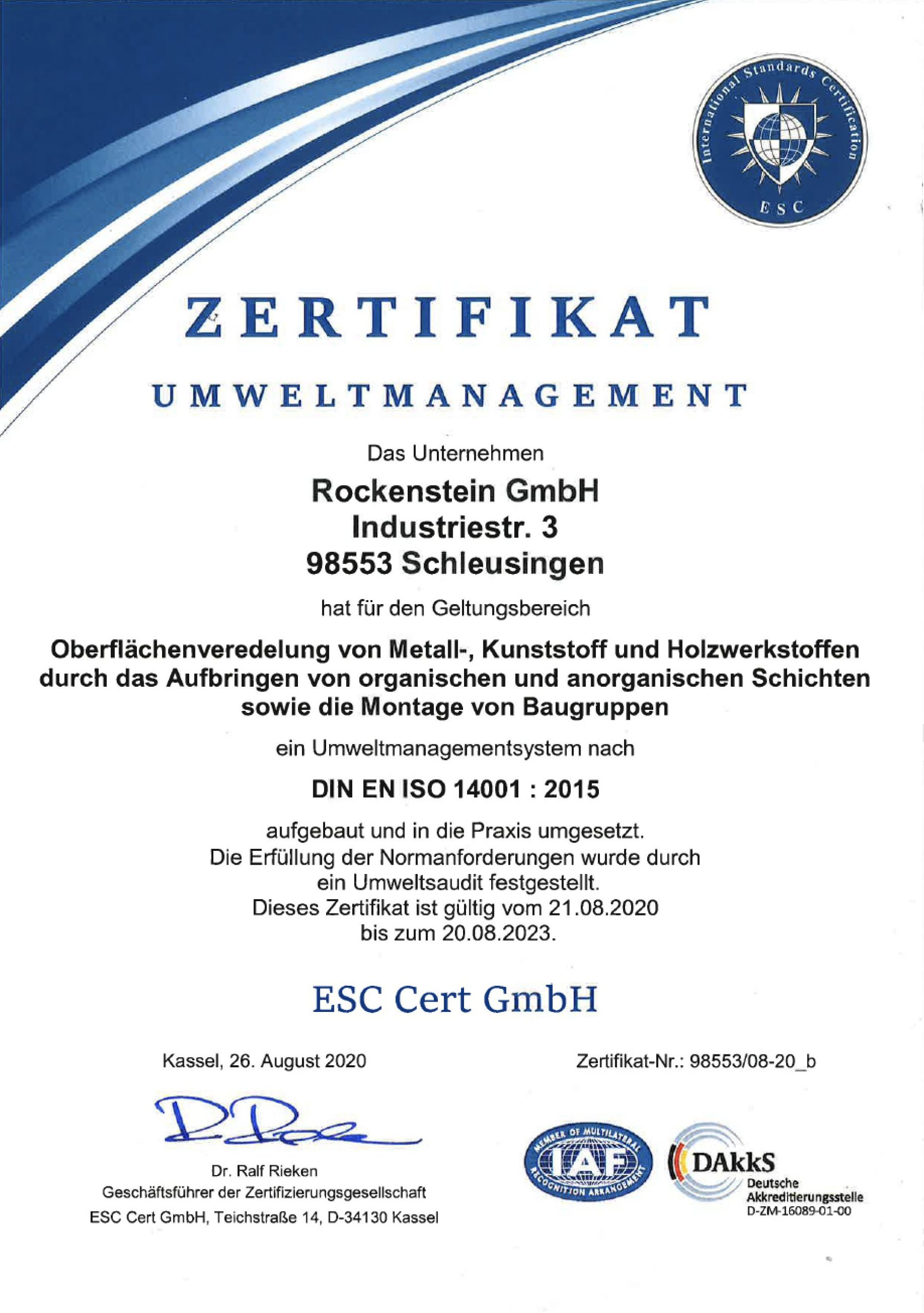 Rockenstein DIN EN ISO 14001-2015