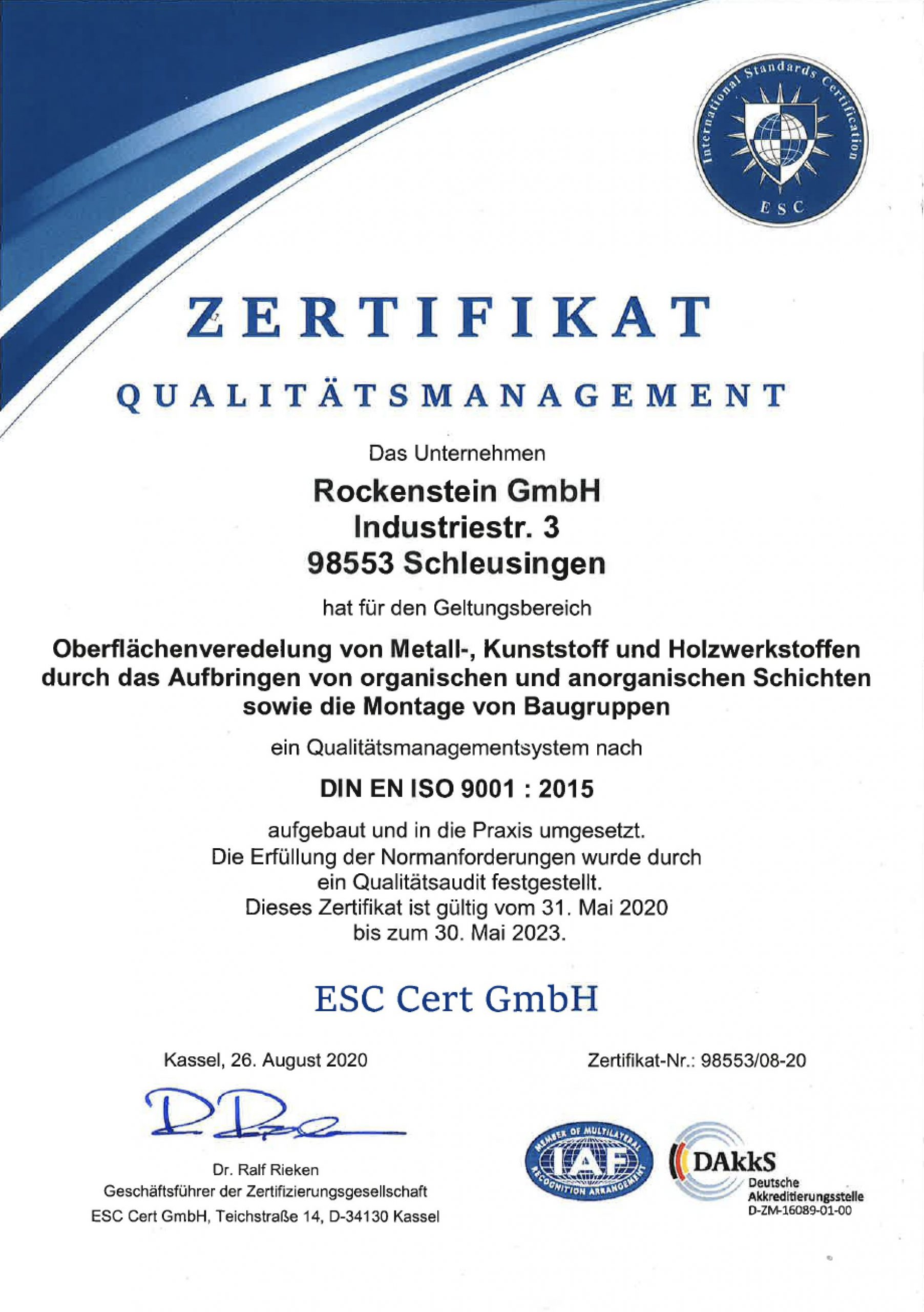 Rockenstein DIN EN ISO 9001-2015